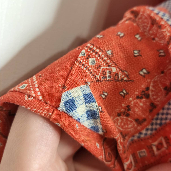 Vintage 70s Bandanas All Over Button Shirt County Seat Red Groovy Hippie - Picture 10 of 11